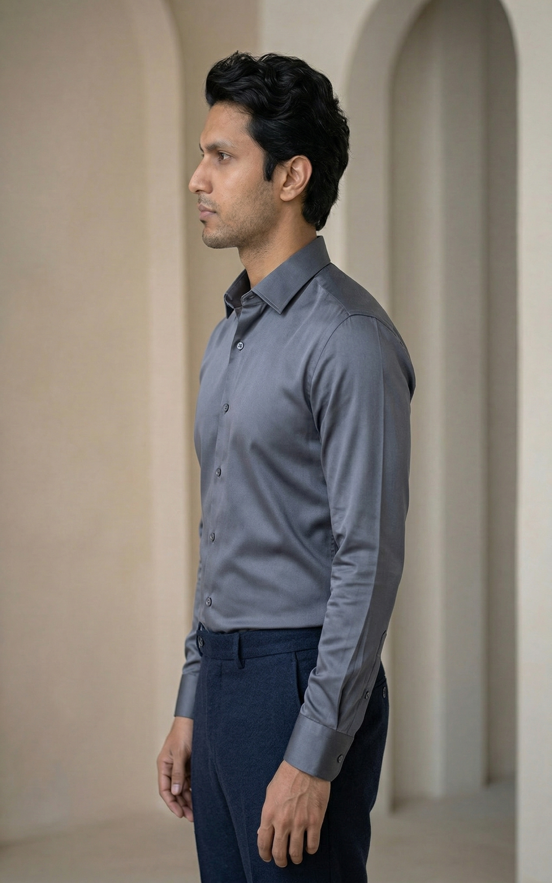 Giza Cotton Formal Shirt for Men – Regular Fit Plain Lightweight – Image 4