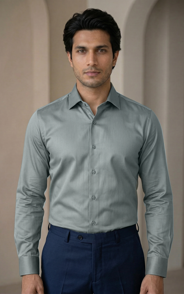 Men’s Giza Cotton Formal Shirt – Regular Fit Plain Design