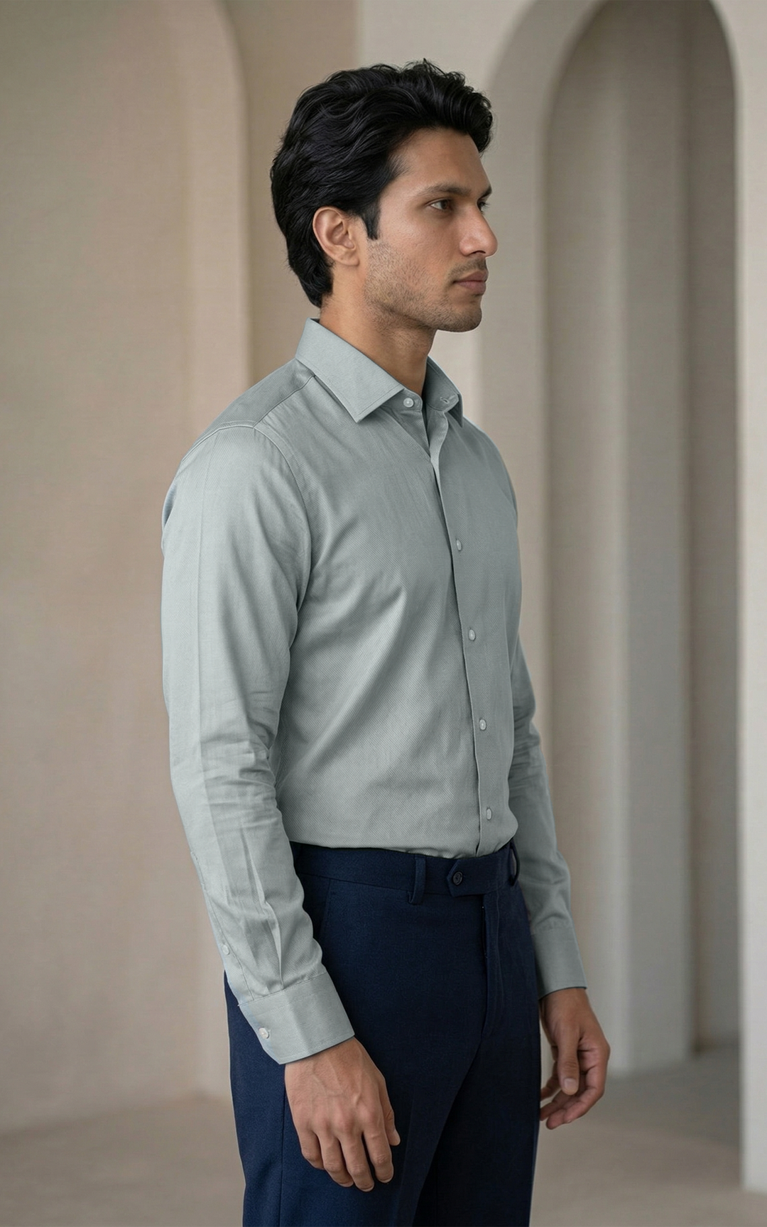Men’s Giza Cotton Formal Shirt – Regular Fit Plain Design – Image 3
