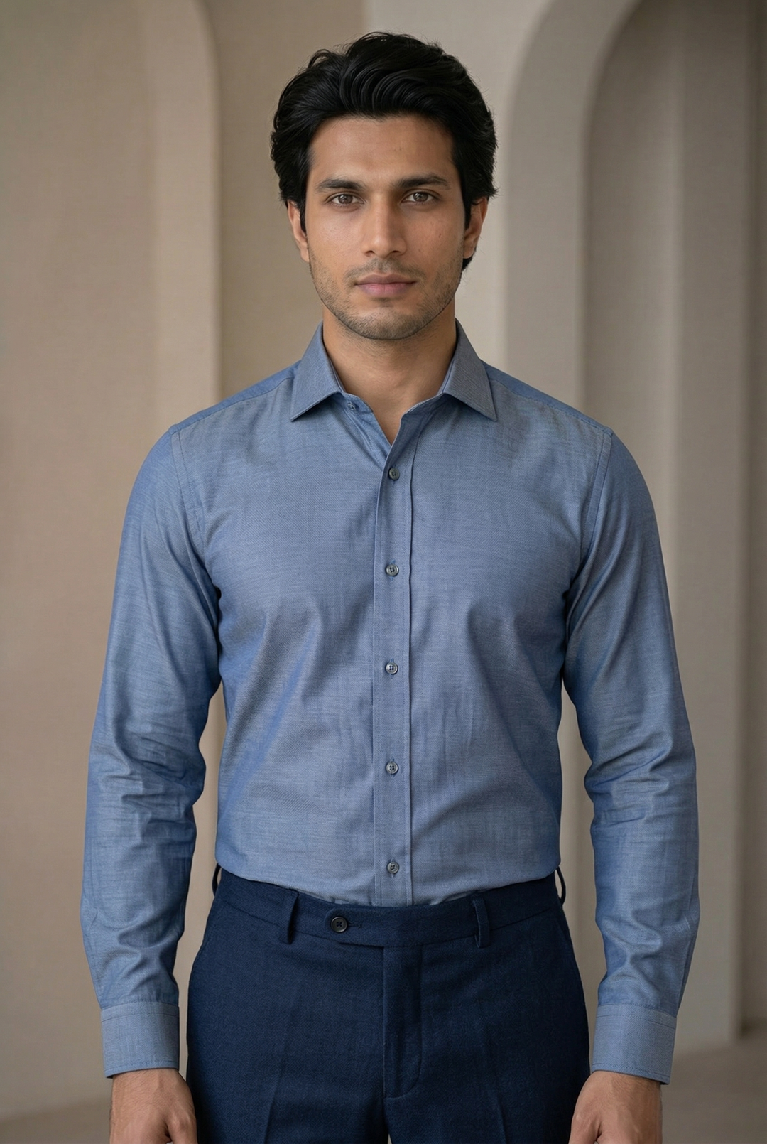 Plain Giza Cotton Shirt for Men – Regular Fit Formal Wear