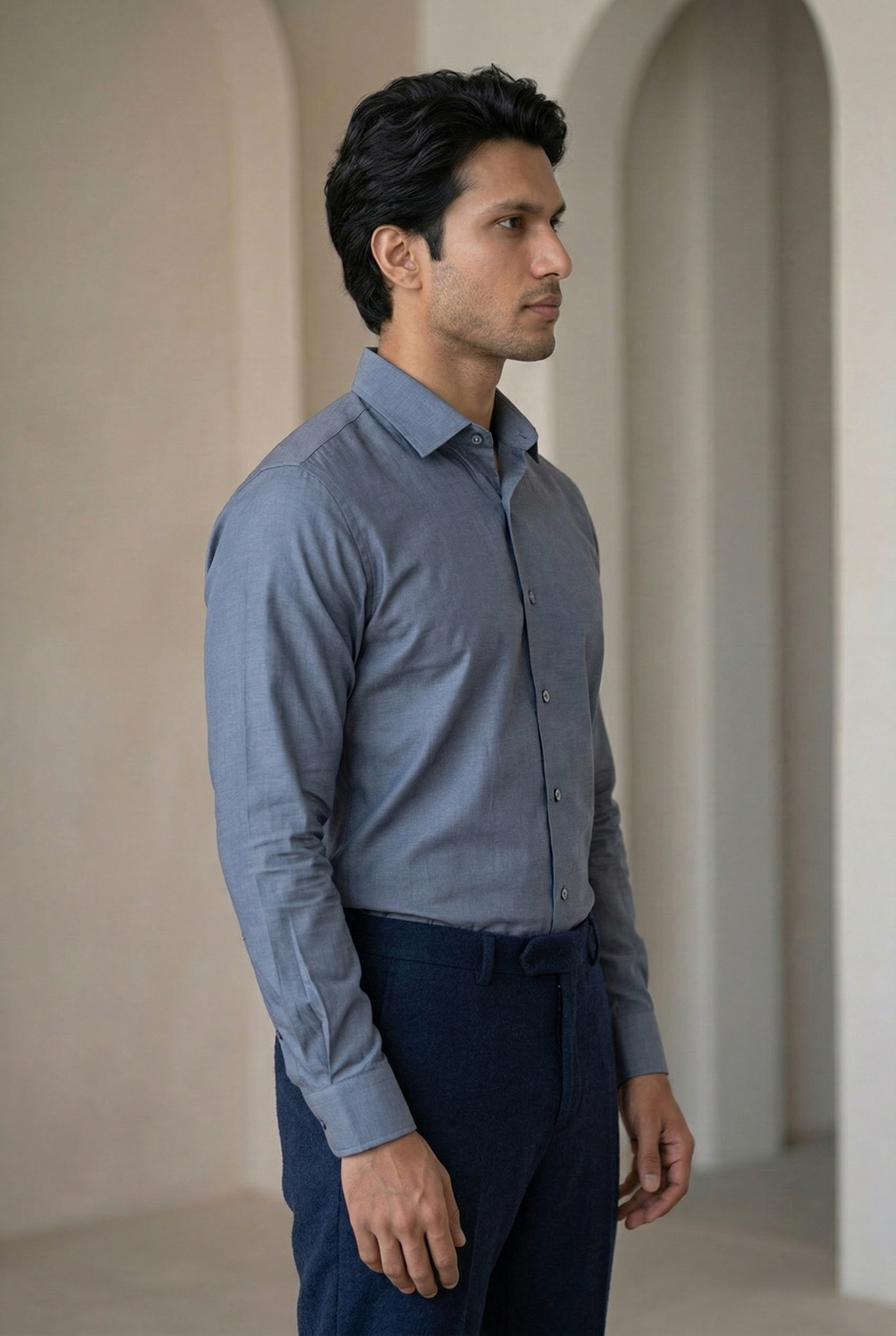 Plain Giza Cotton Shirt for Men – Regular Fit Formal Wear – Image 3