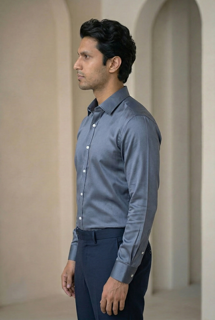 Plain Giza Cotton Shirt for Men – Regular Fit Formal Wear