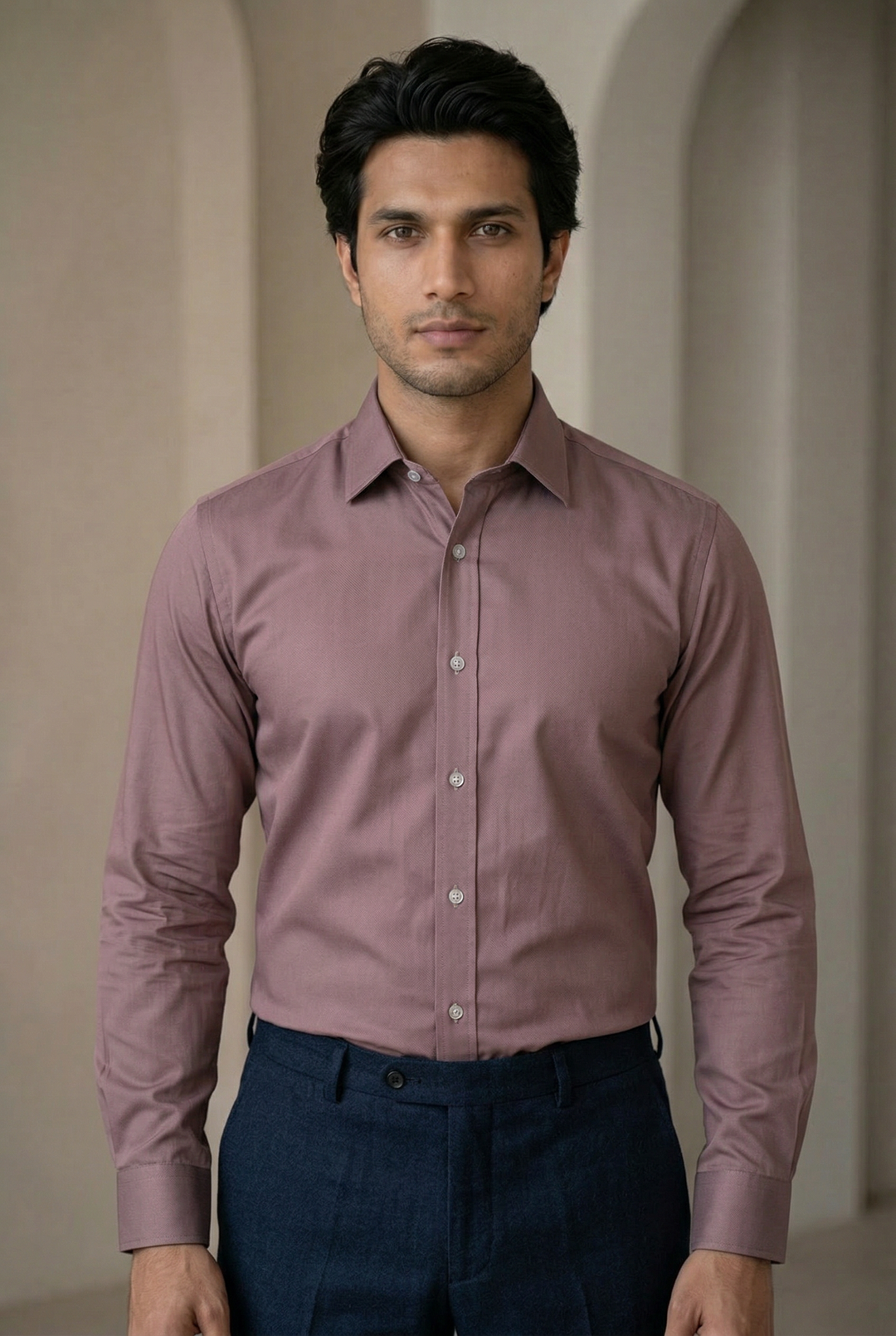 Lightweight Giza Cotton Formal Shirt for Men – Regular Fit Plain Style