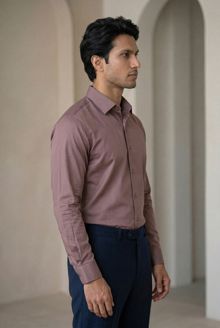 Lightweight Giza Cotton Formal Shirt for Men – Regular Fit Plain Style