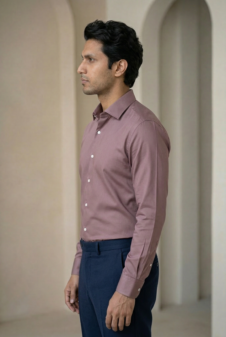 Lightweight Giza Cotton Formal Shirt for Men – Regular Fit Plain Style
