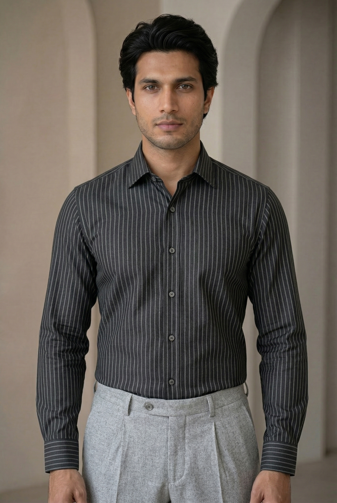 Premium Black Giza Cotton Lining Shirt for Men – Regular Fit – Image 1