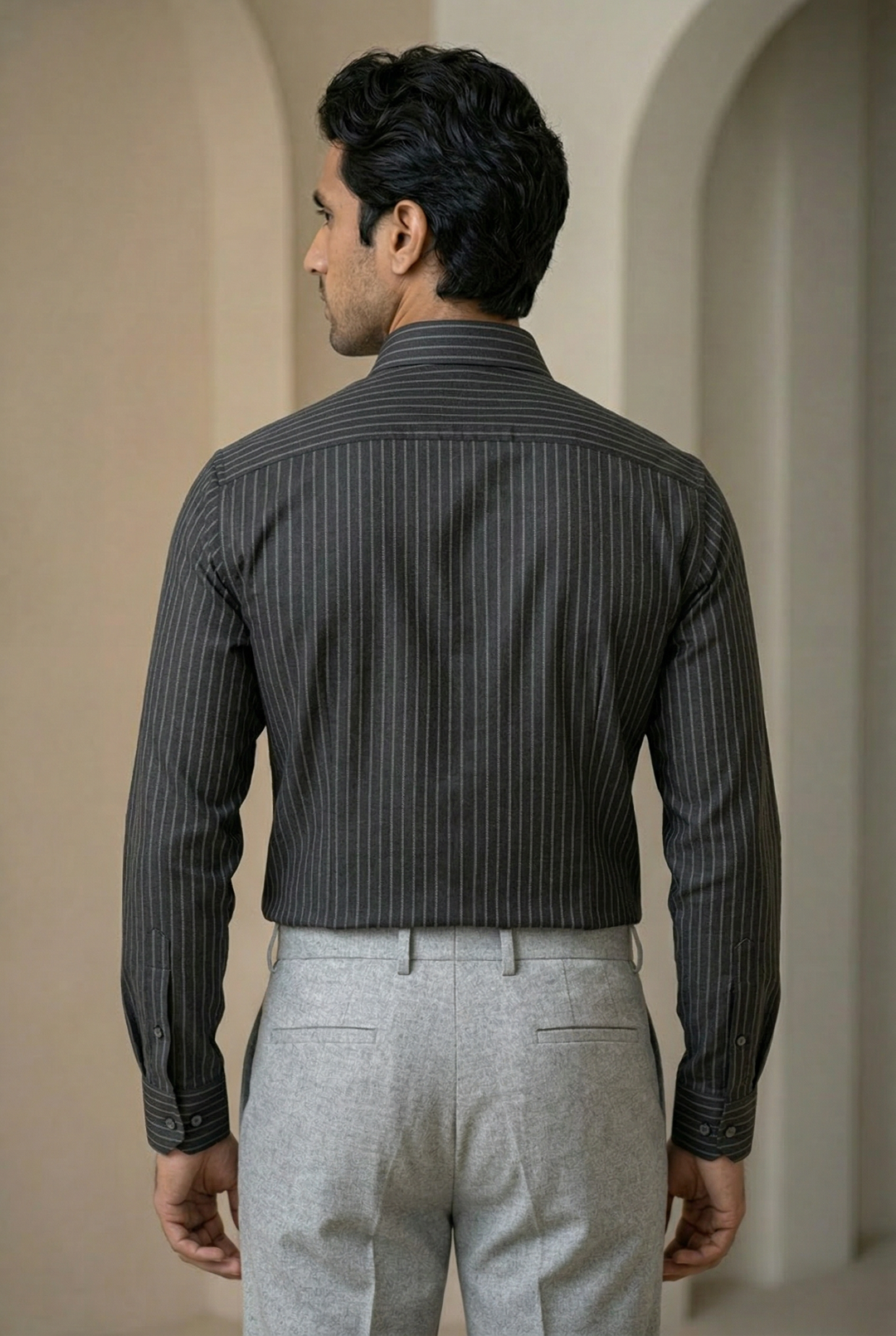 Premium Black Giza Cotton Lining Shirt for Men – Regular Fit – Image 2