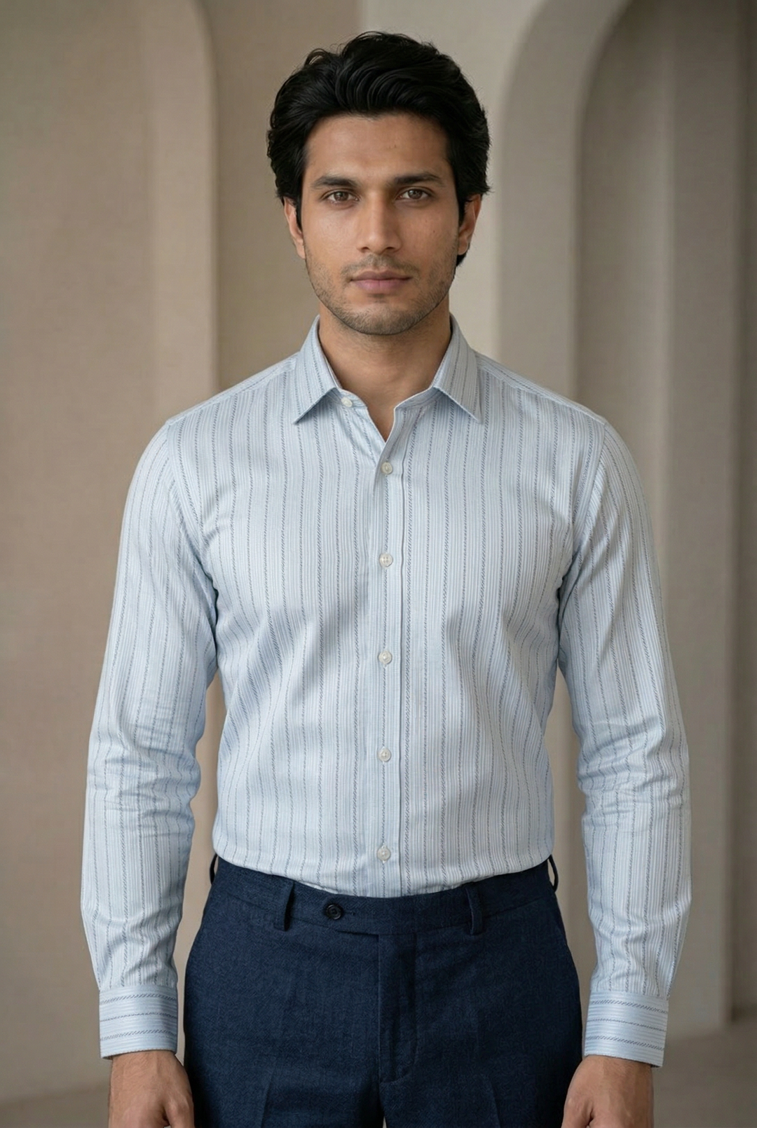 Sky Blue Giza Cotton Lining Shirt for Men – Regular Fit Premium Quality – Image 1