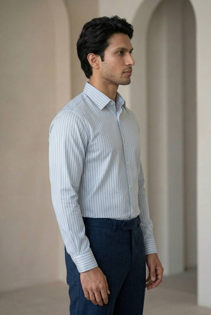 Sky Blue Giza Cotton Lining Shirt for Men – Regular Fit Premium Quality