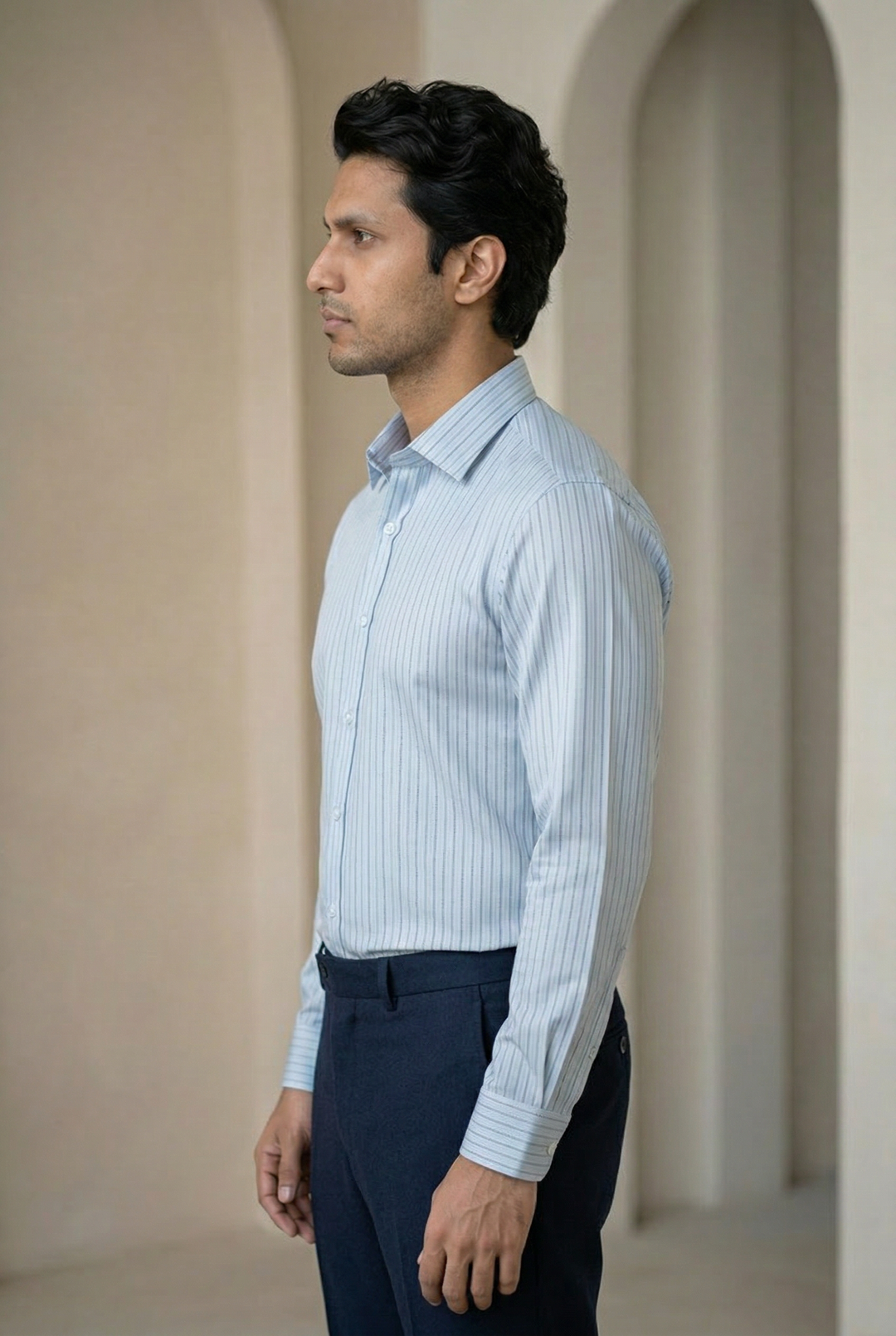 Sky Blue Giza Cotton Lining Shirt for Men – Regular Fit Premium Quality – Image 4