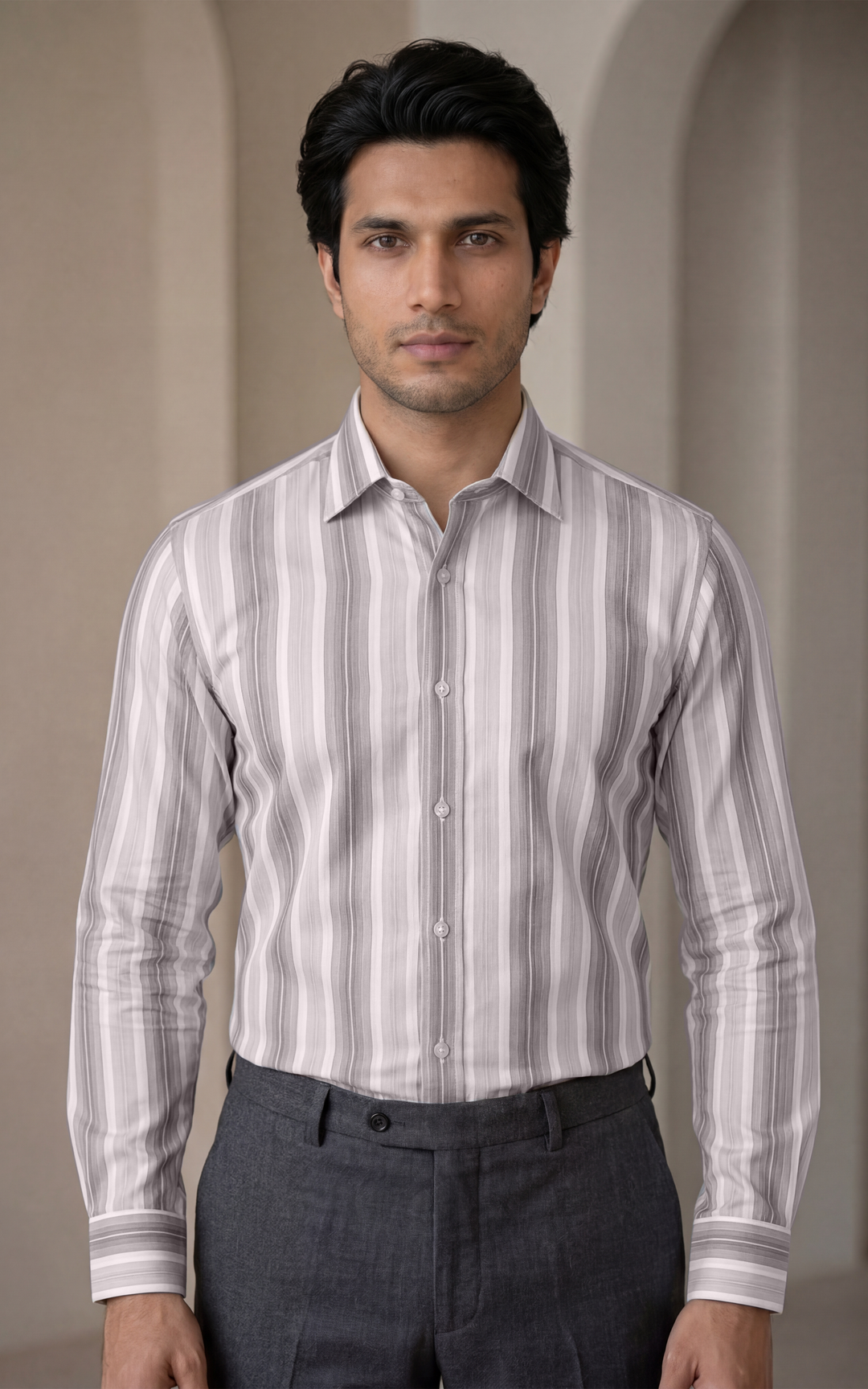 Lightweight Giza Cotton Shirt for Men – Regular Fit Striped Style