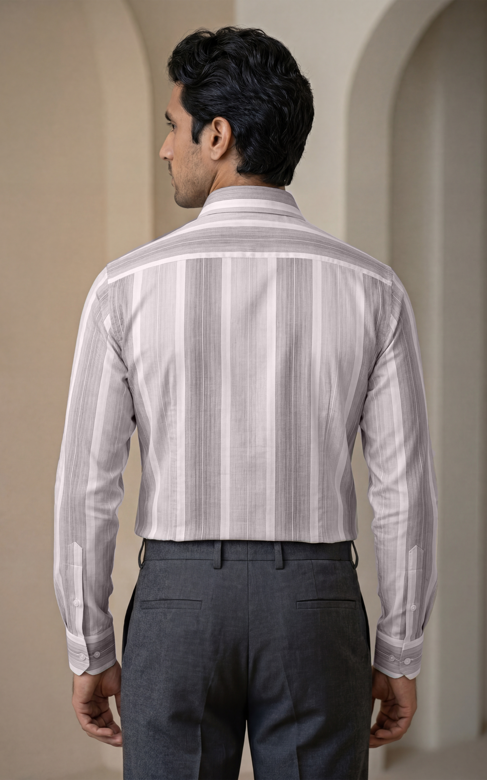 Lightweight Giza Cotton Shirt for Men – Regular Fit Striped Style