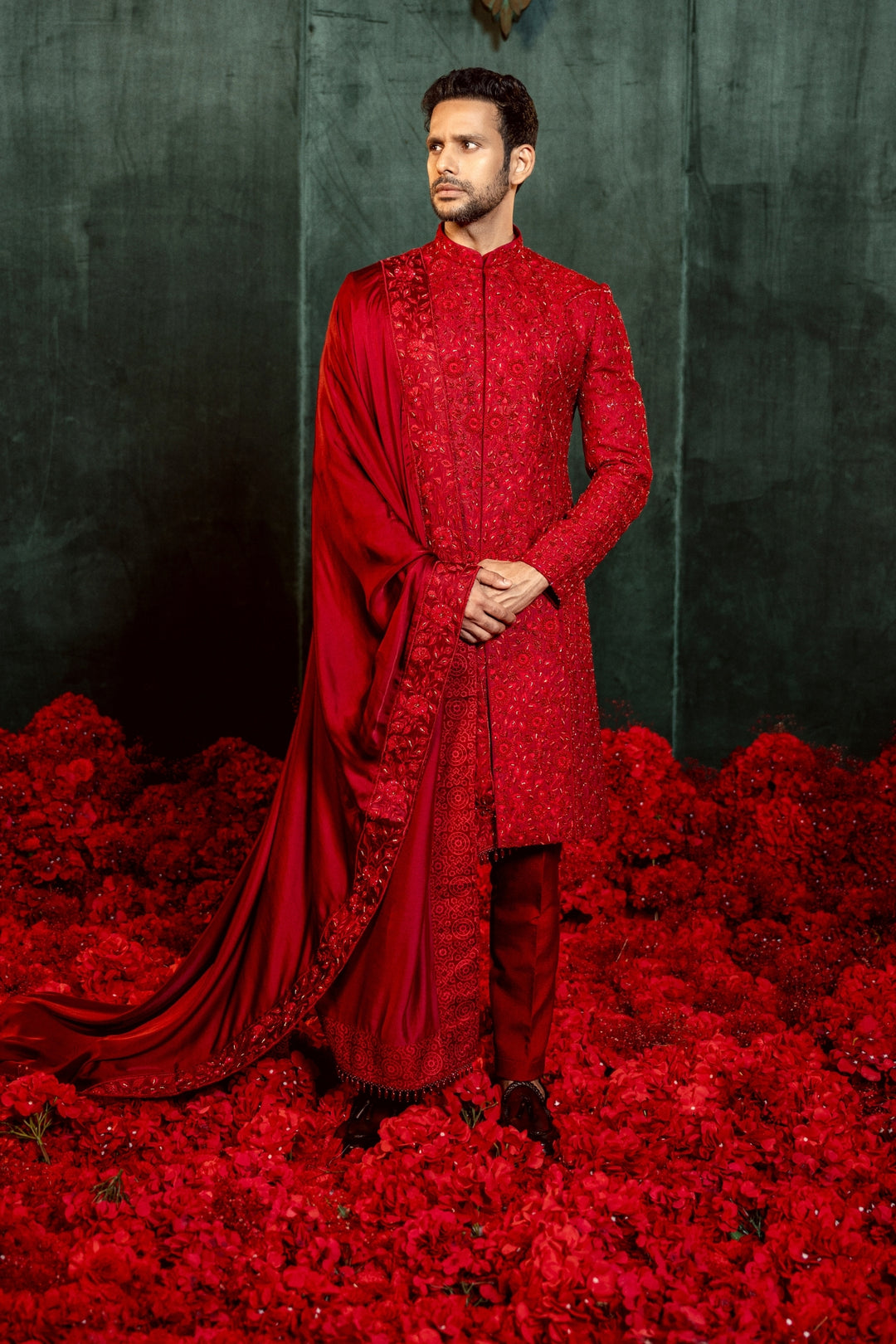 Heritage Ruby Embrodred Sherwani