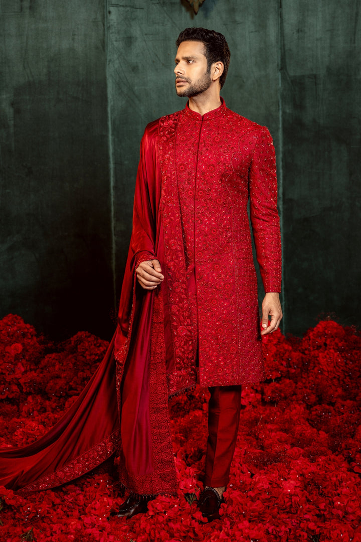 Heritage Ruby Embrodred Sherwani
