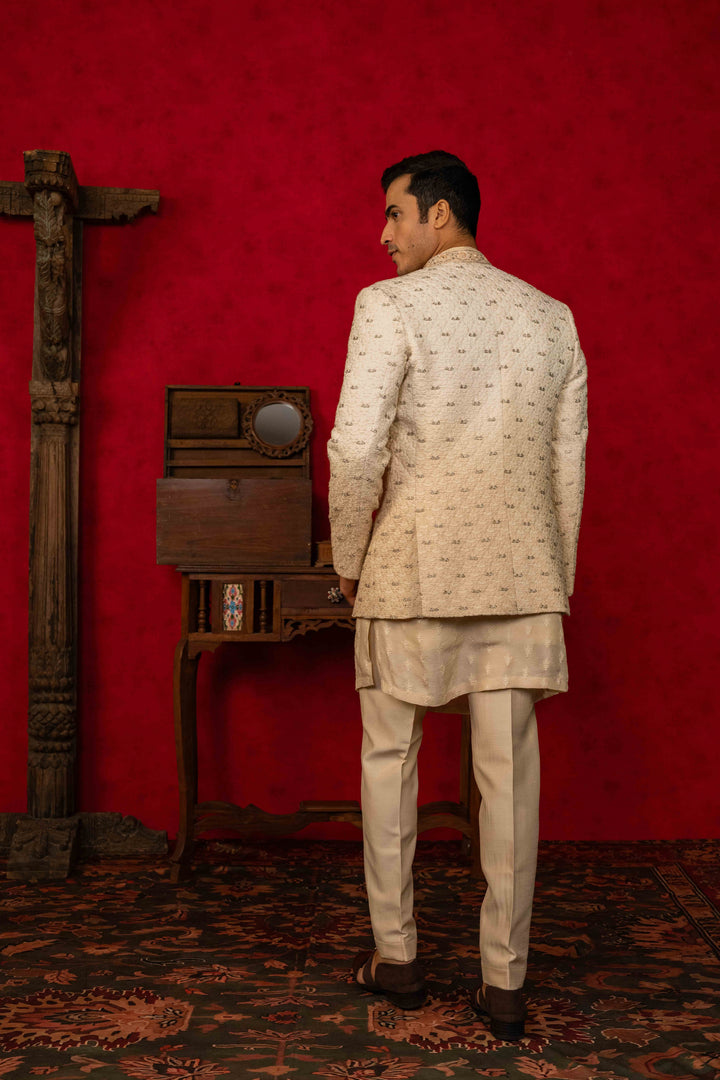 IVORY TO BEIGE OMBRE JODHPURI SET