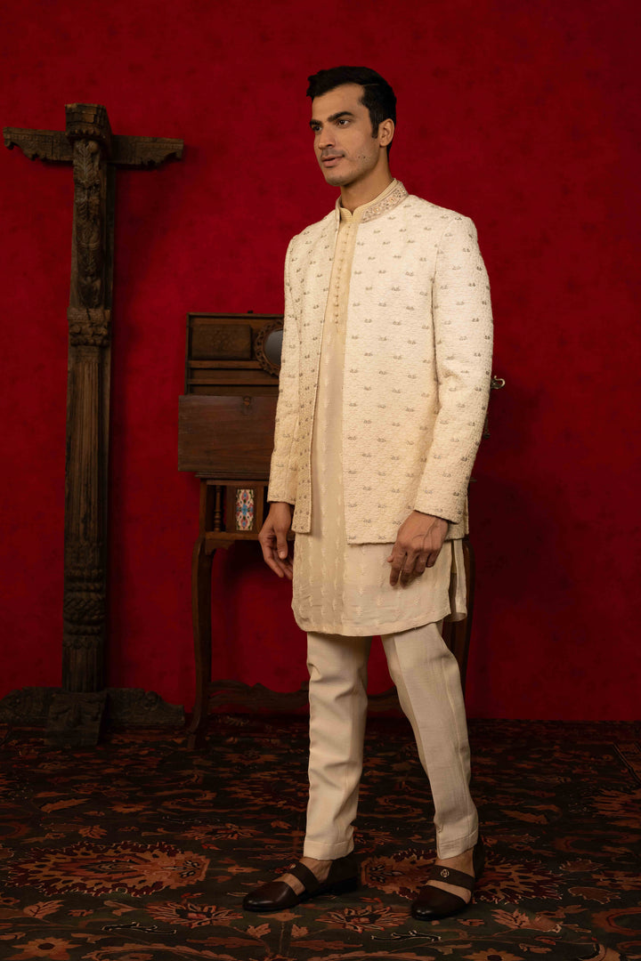 IVORY TO BEIGE OMBRE JODHPURI SET