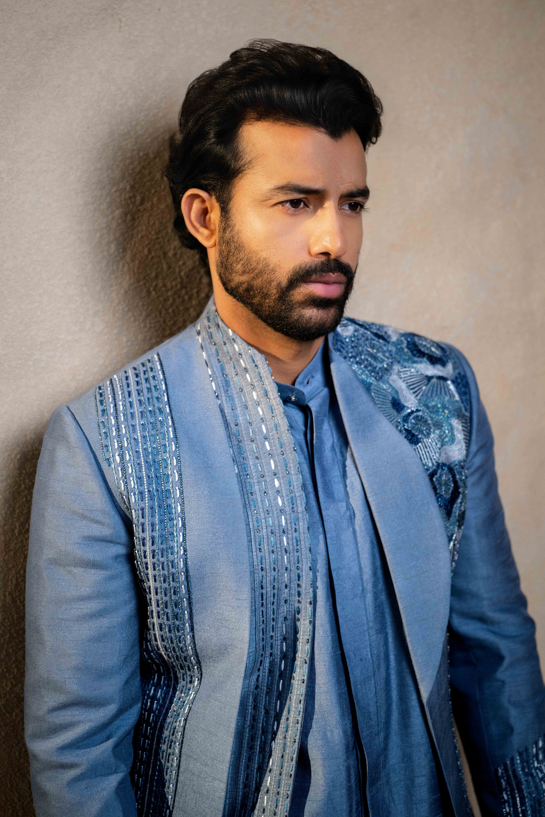 Ice Blue - Resham & Cutdana - Dupion - Indo Western – Image 7