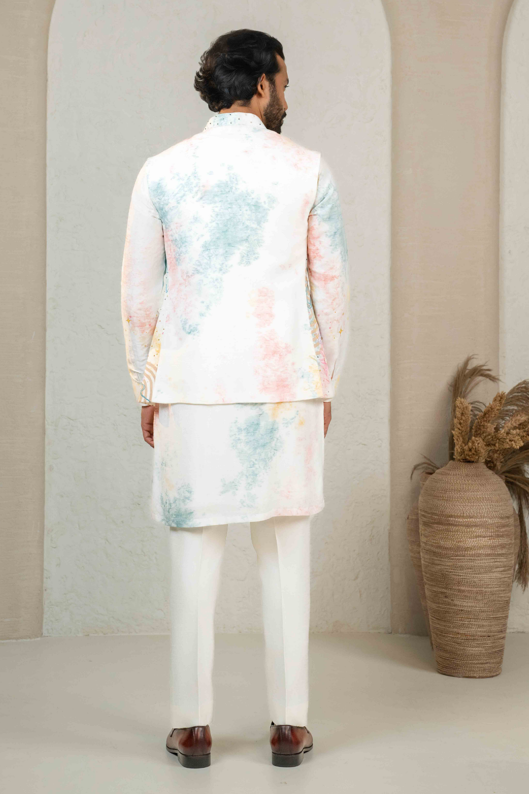 Ivory - Hand Paint & French Knots - Dupion - Indo Western – Image 5