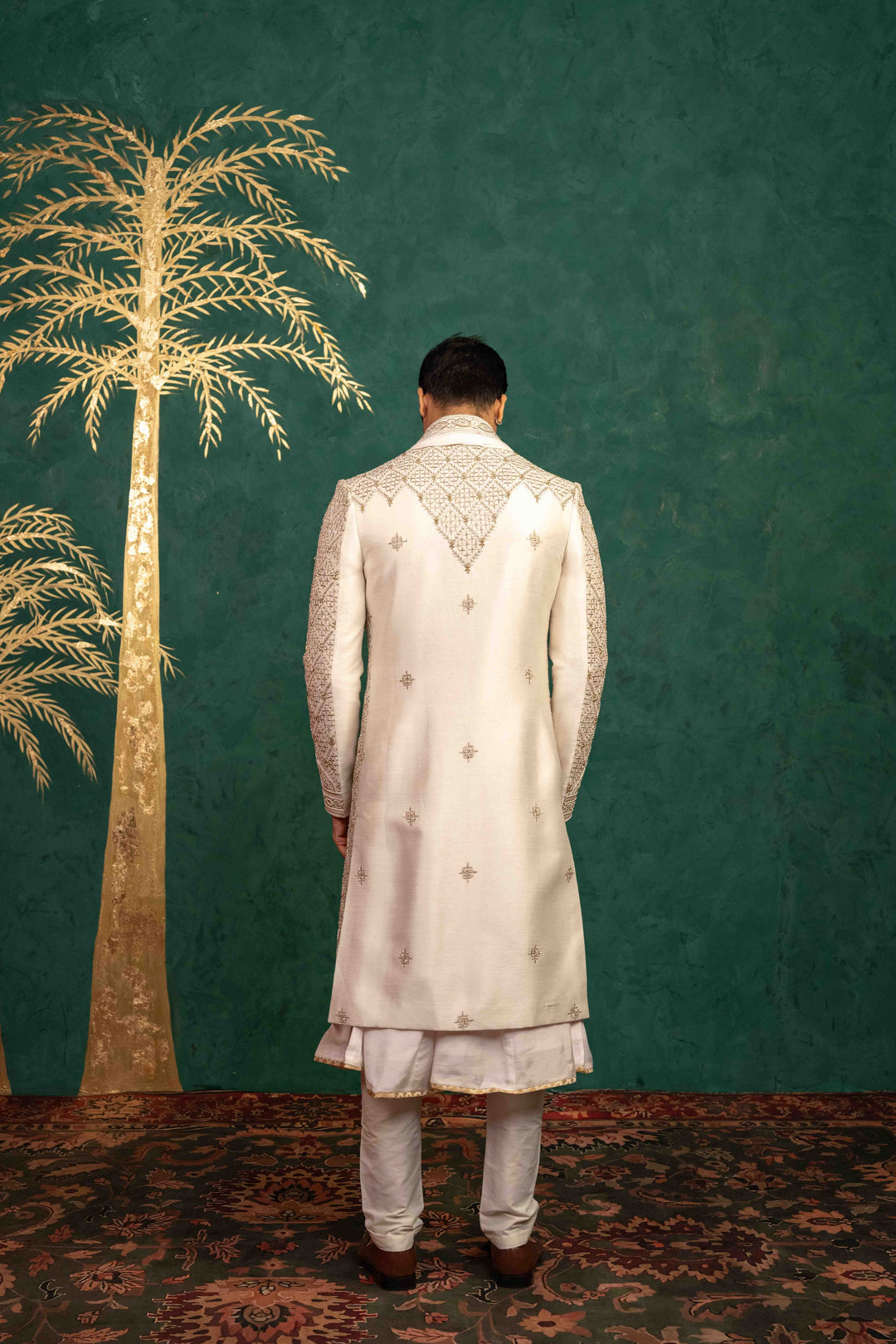 Ivory Raw Silk sherwani – Image 20