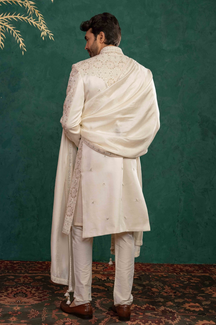 Ivory Silk  Sherwani Set