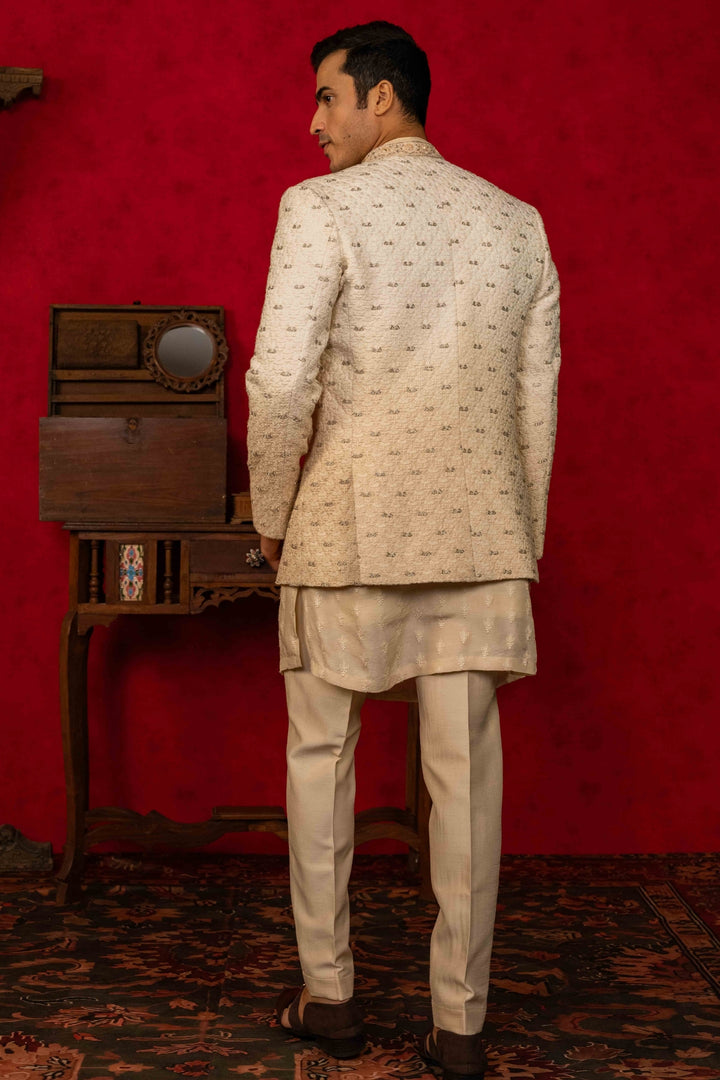 Ivory to Beige Ombre Jodhpuri Set