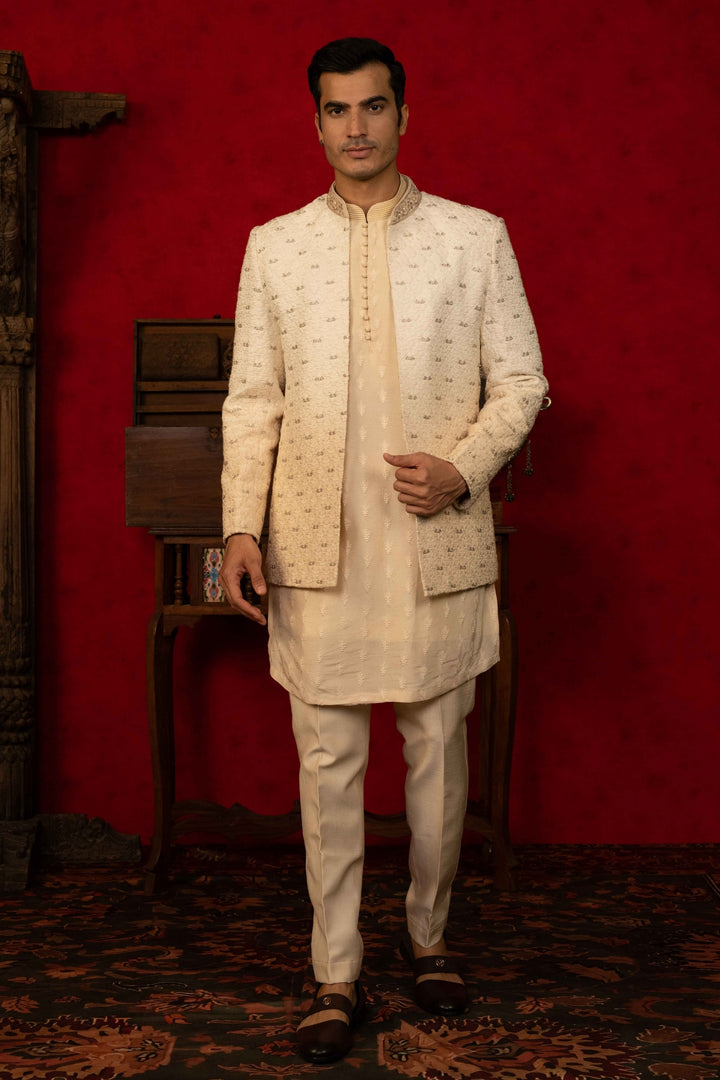 Ivory to Beige Ombre Jodhpuri Set