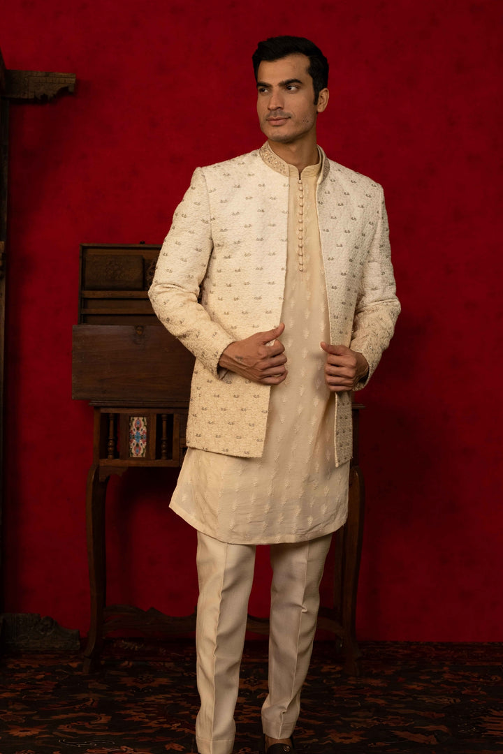 Ivory to Beige Ombre Jodhpuri Set