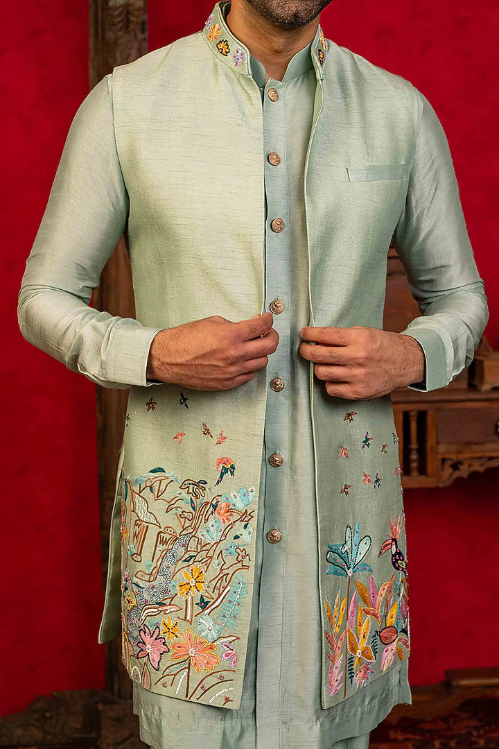 Light Blue Jacket Set With Sequin Embroidery – Image 5