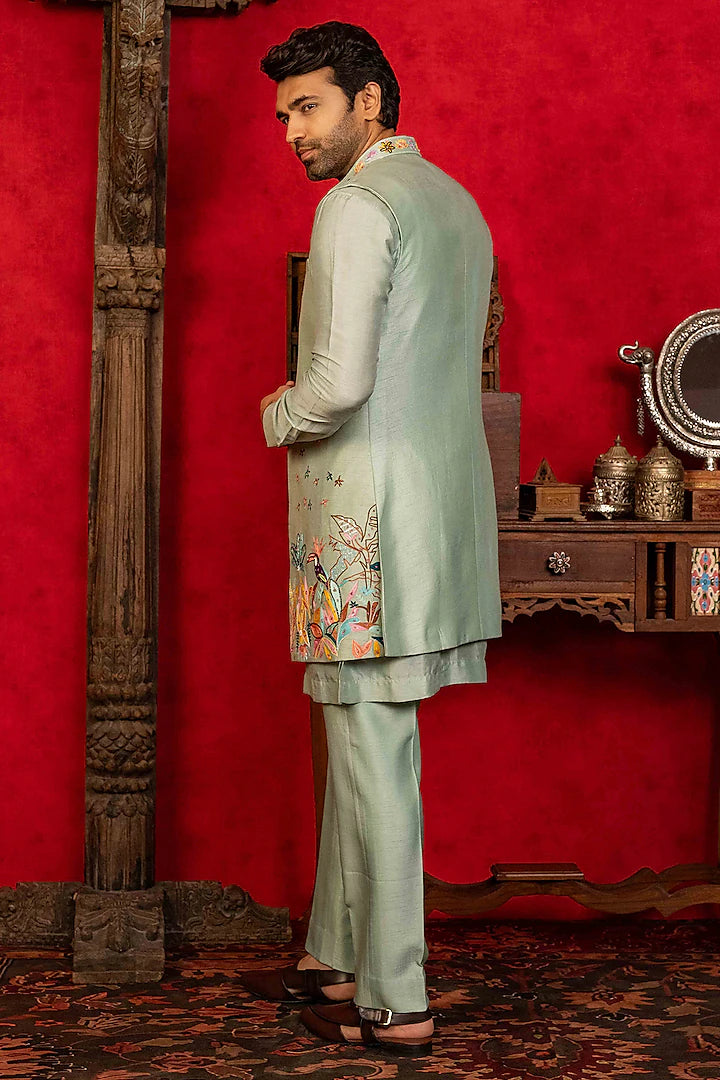 Light Blue Jacket Set With Sequin Embroidery – Image 4
