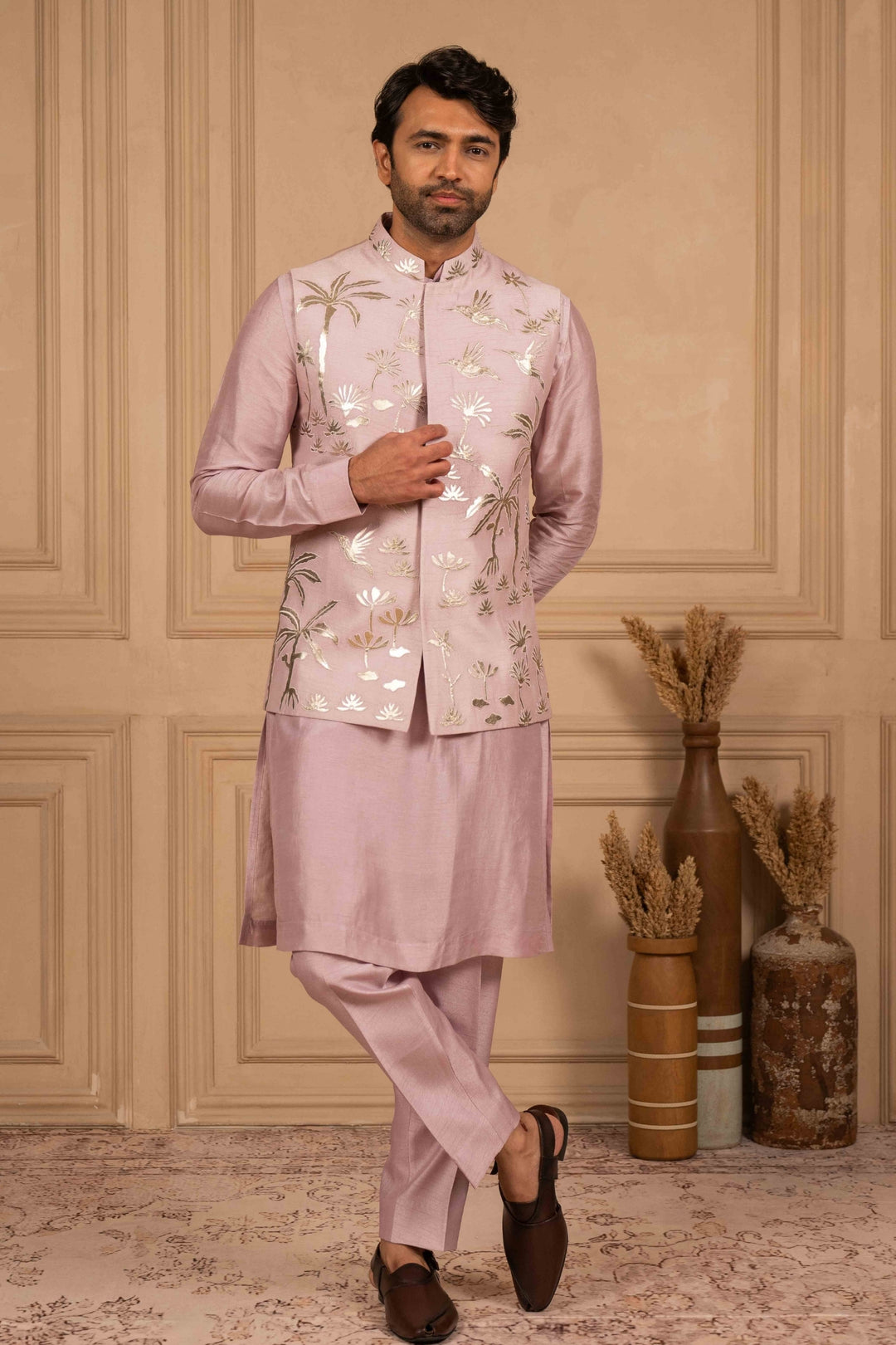 Lilac Applique Koti-Kurta Set