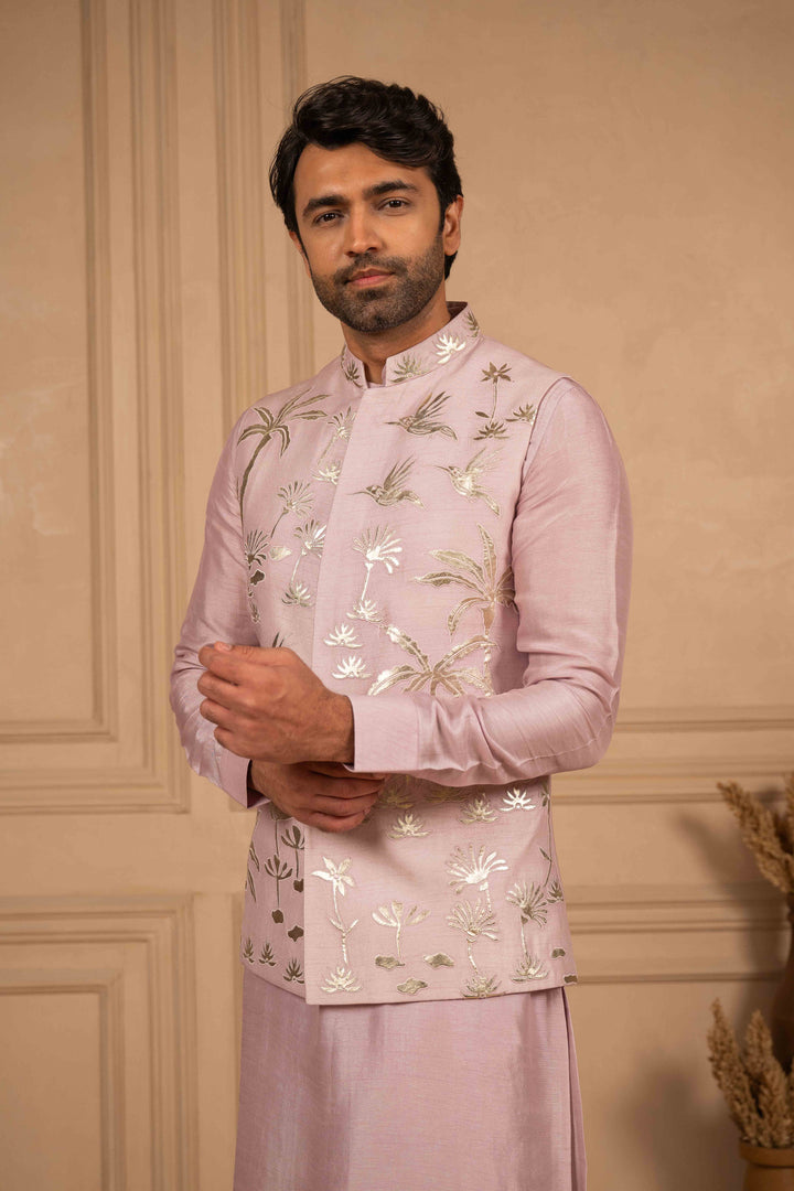 Lilac applique koti-kurta set