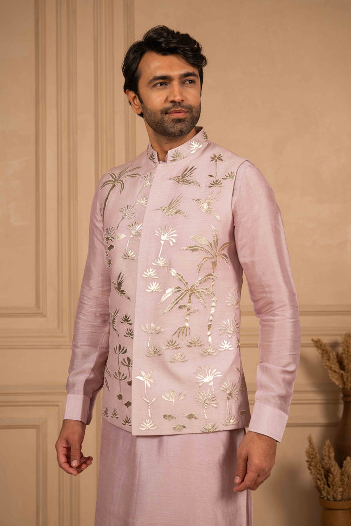 Lilac applique koti-kurta set