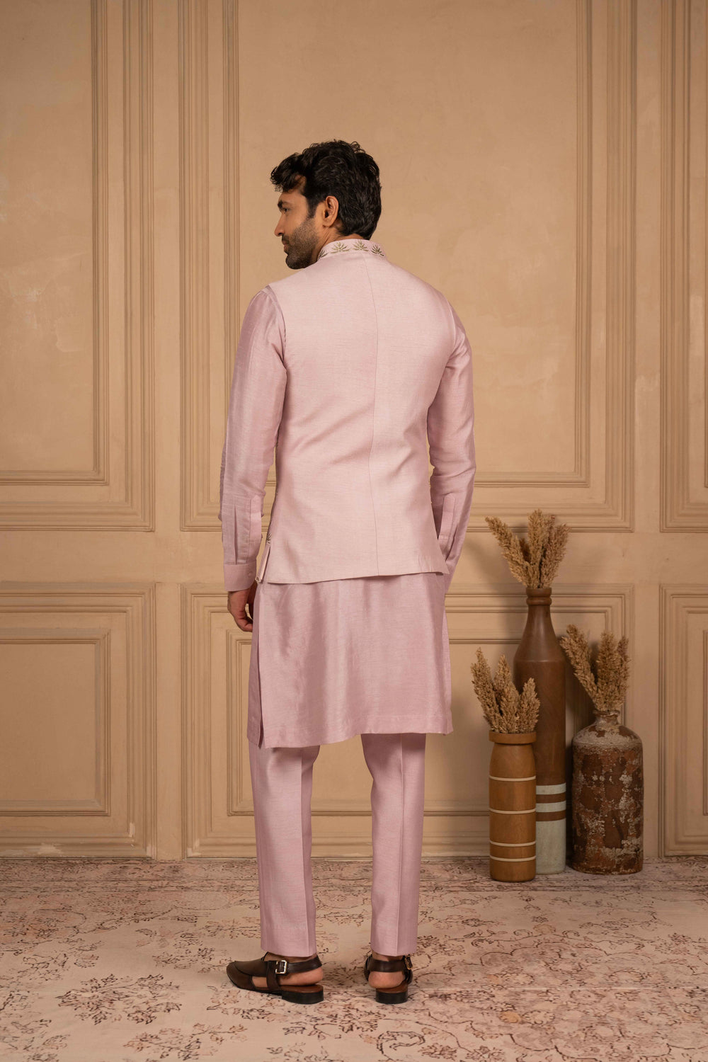 Lilac applique koti-kurta set