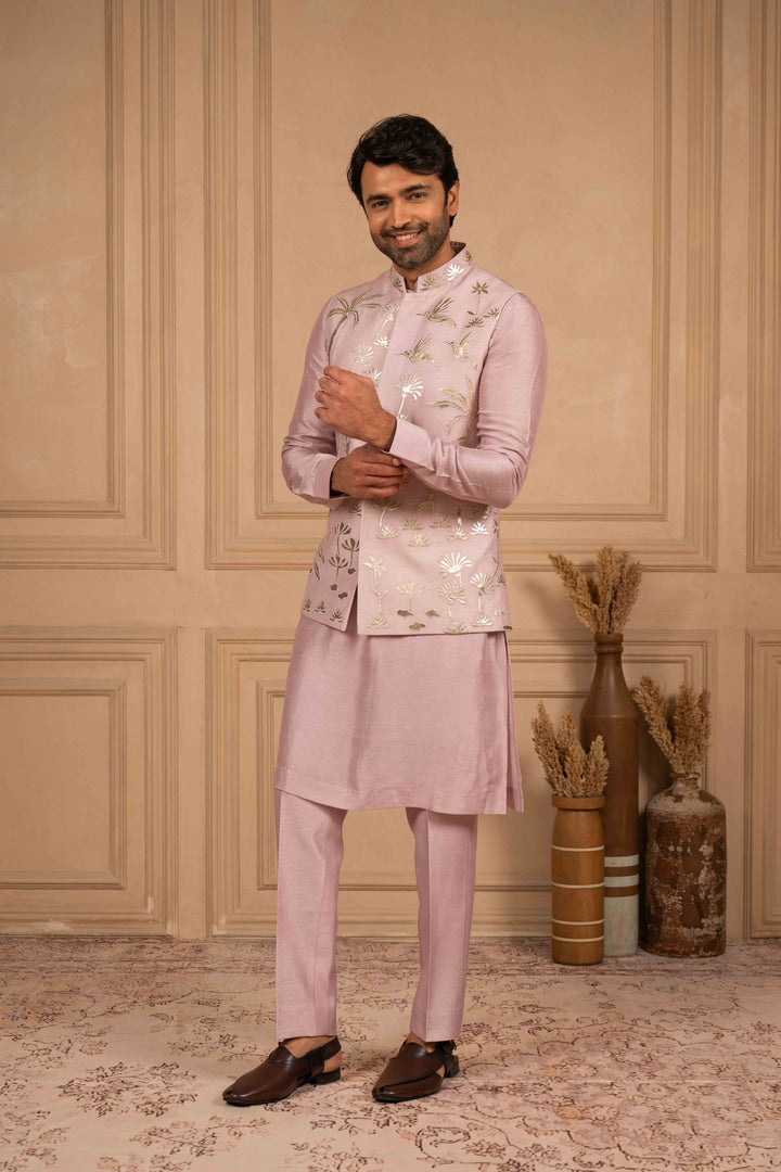 Lilac applique koti-kurta set