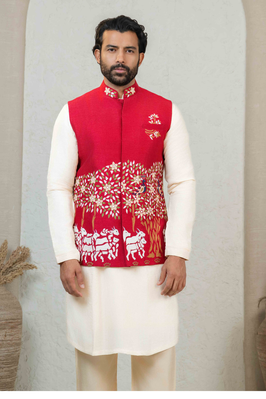 Maroon & Ivory - Machine Work - Raw Silk & Dupion - Koti Set – Image 7