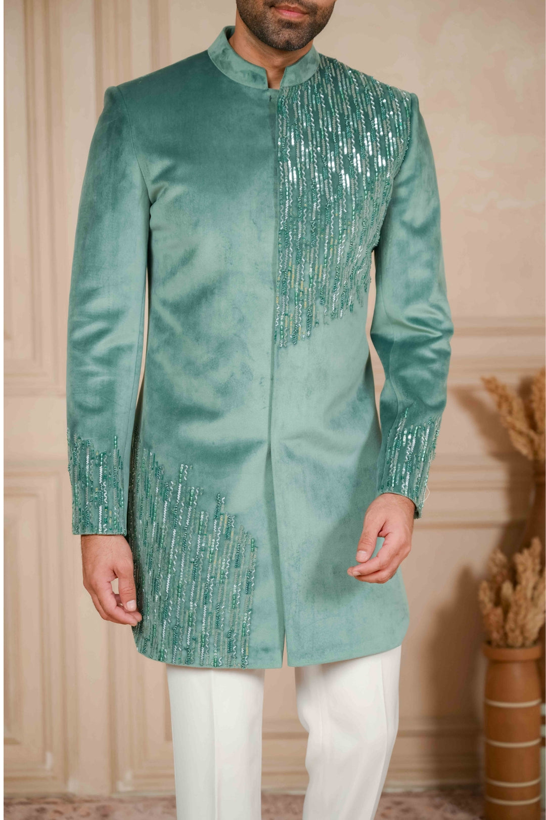 Meander Blue Indo-Western Ensemble – Image 7