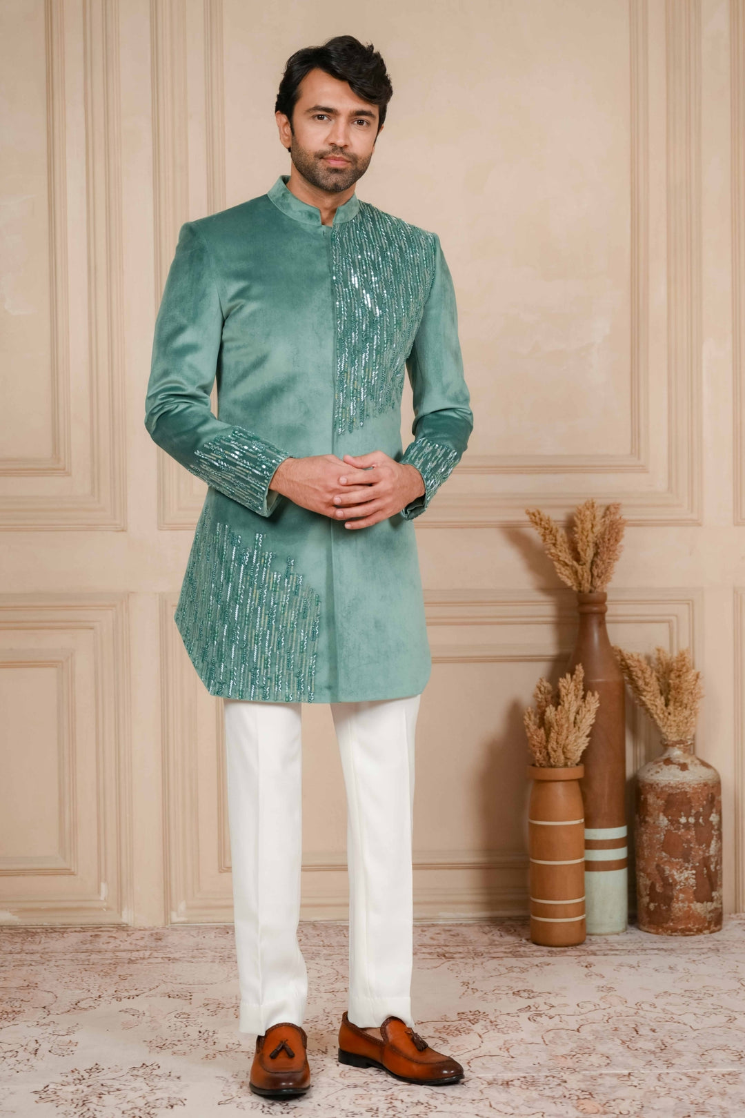 Meander Blue Indo-Western Ensemble – Image 1