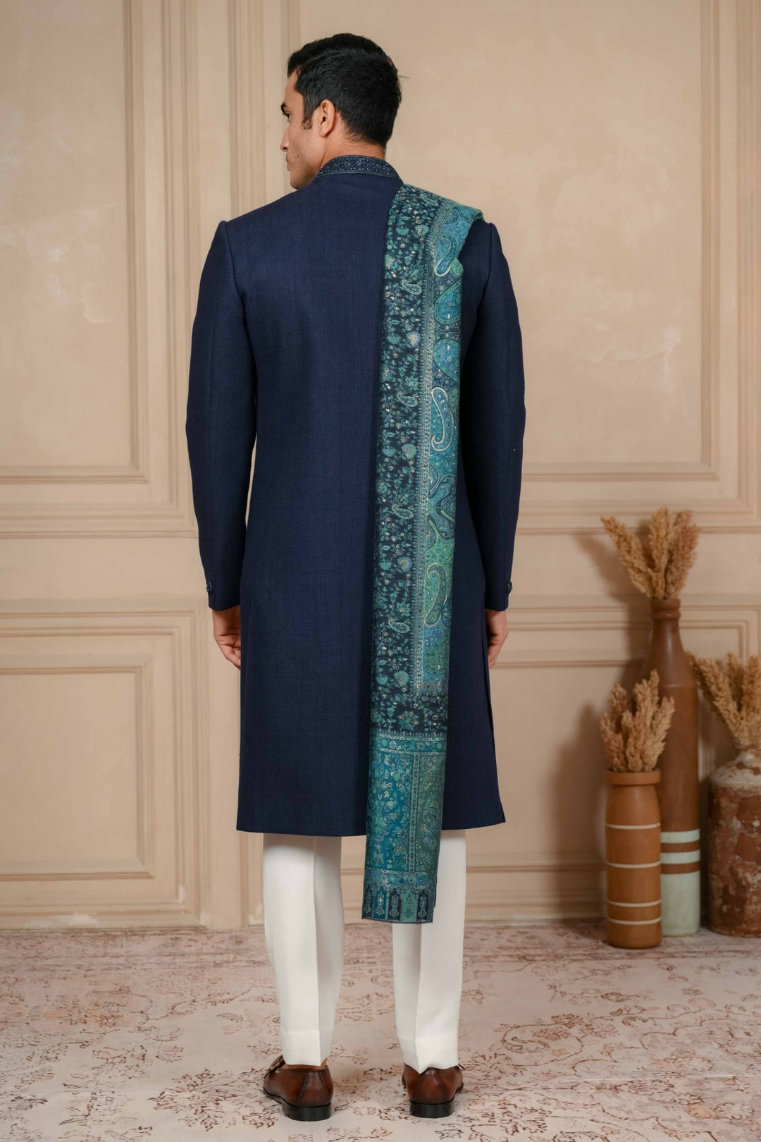 Midnight Blue Classic Nawabi with Dupatta – Image 2