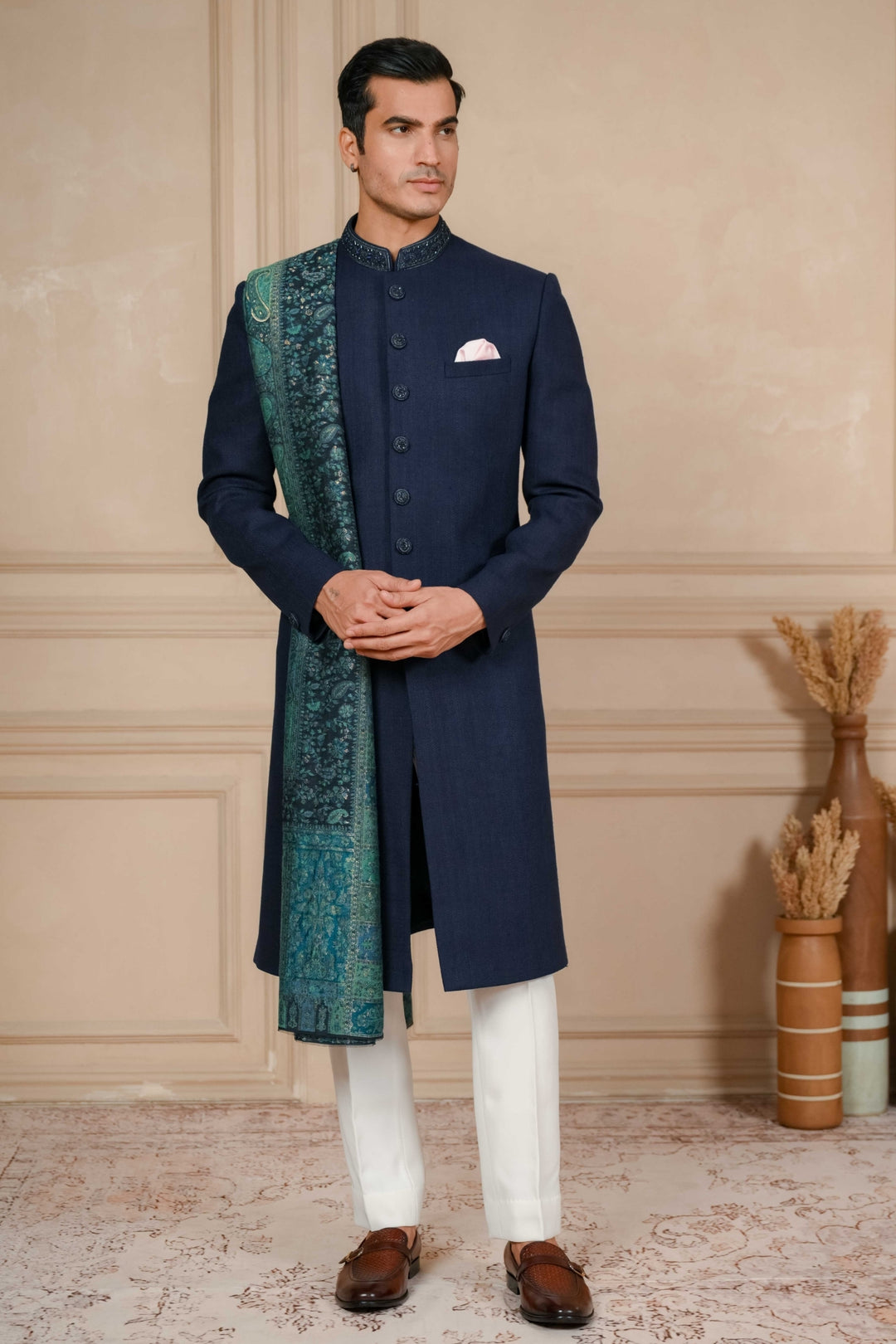 Midnight Blue Classic Nawabi with Dupatta – Image 3
