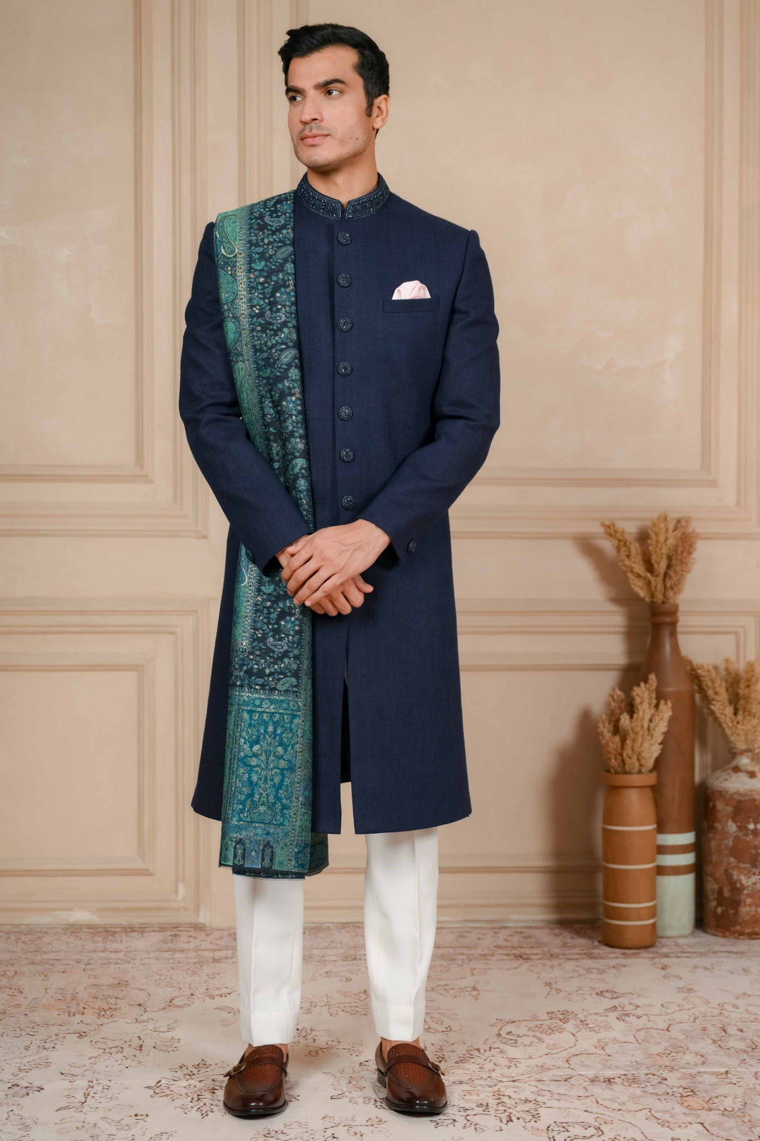 Midnight Blue Classic Nawabi with Dupatta – Image 4
