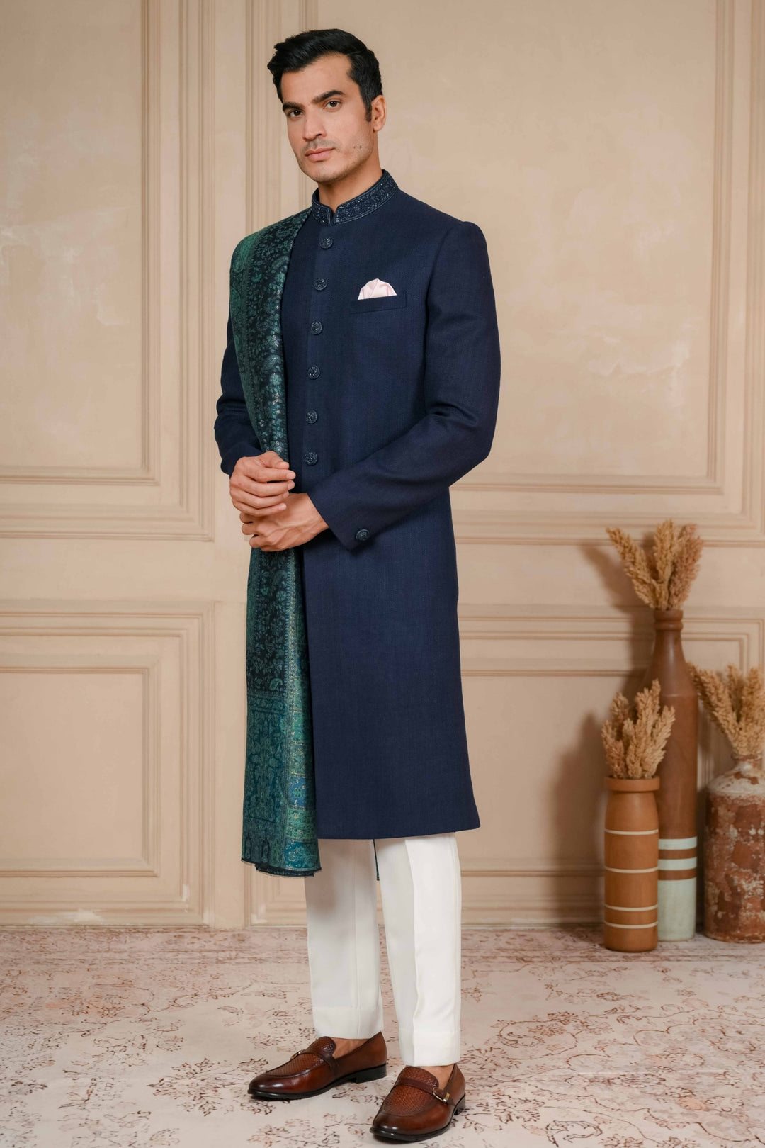 Midnight Blue Classic Nawabi with Dupatta – Image 5
