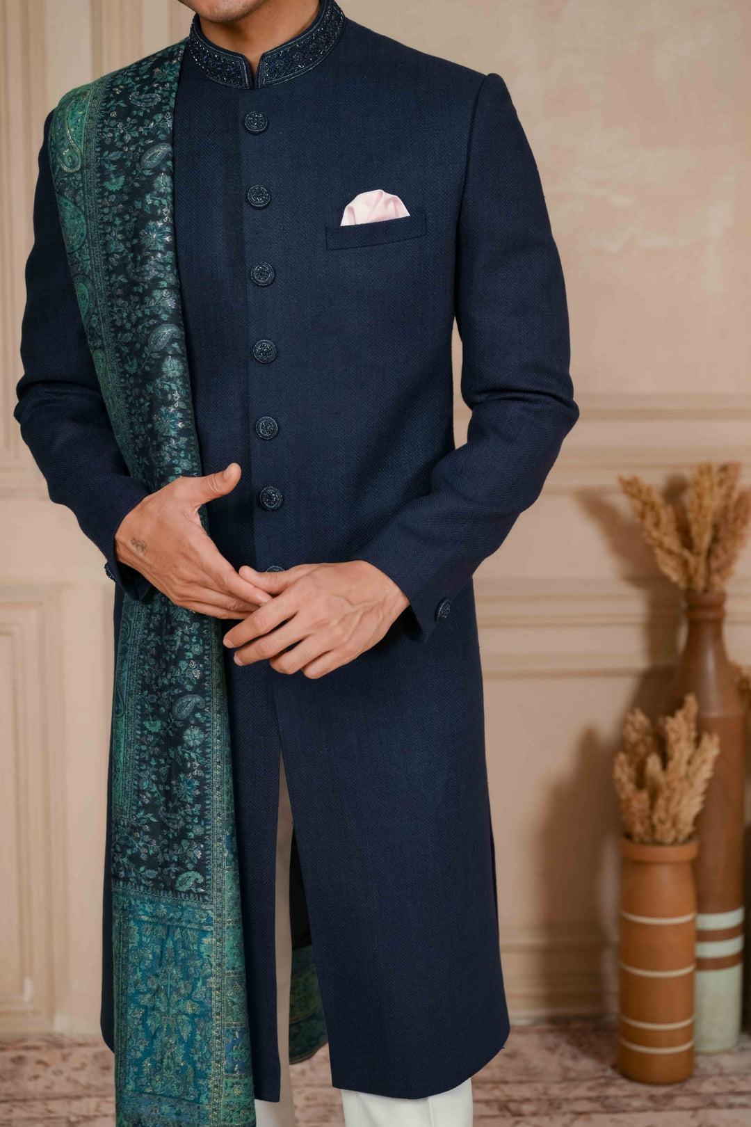 Midnight Blue Classic Nawabi with Dupatta – Image 7