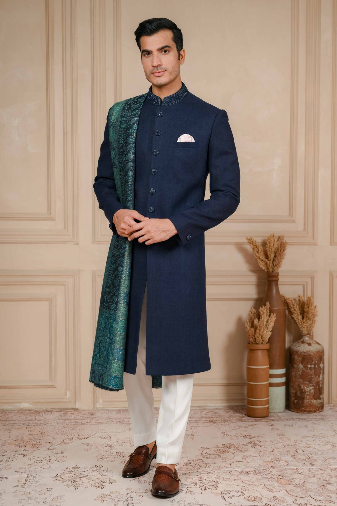 Midnight Blue Classic Nawabi with Dupatta – Image 8