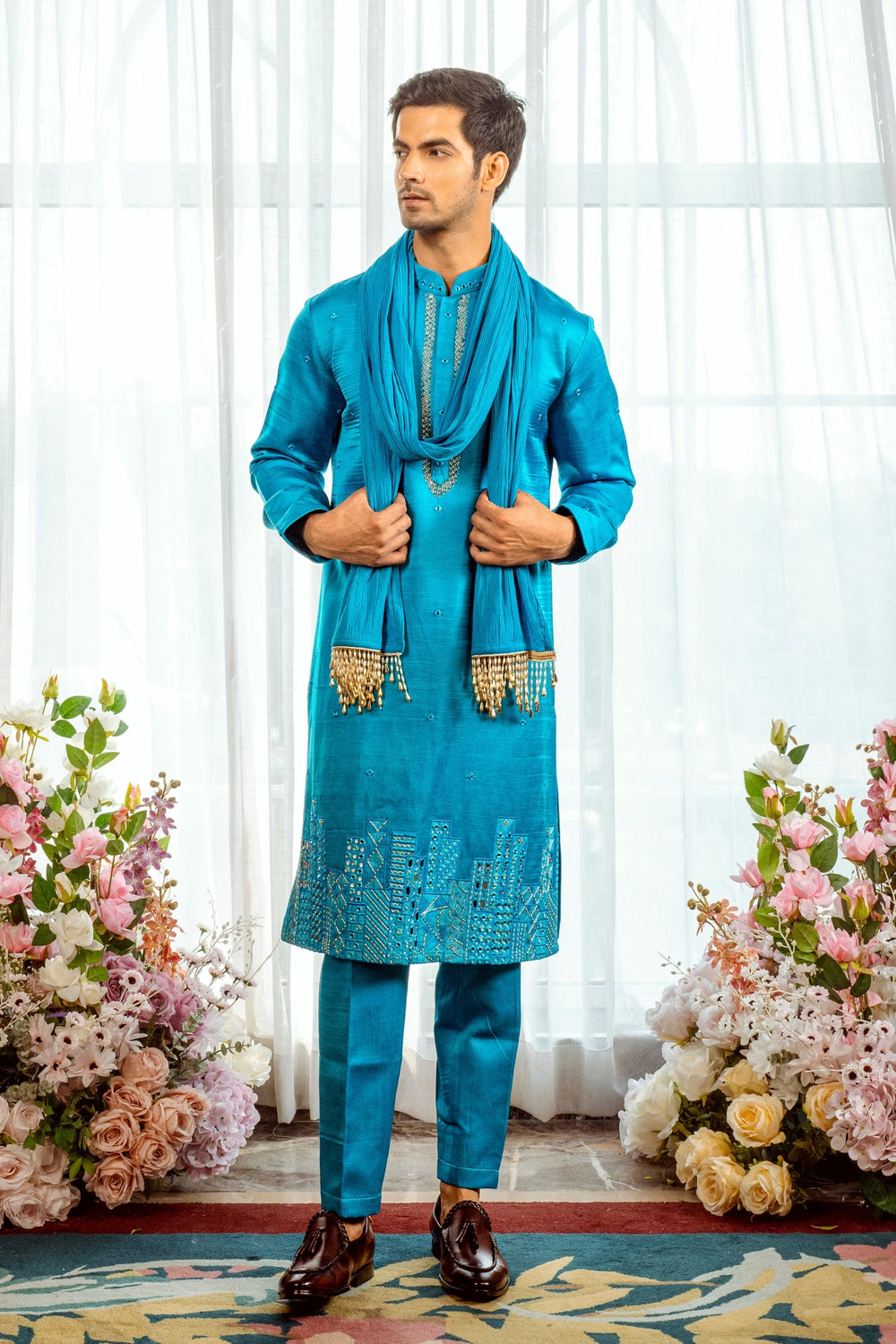 Midnight Skyline Turquoise Kurta Set