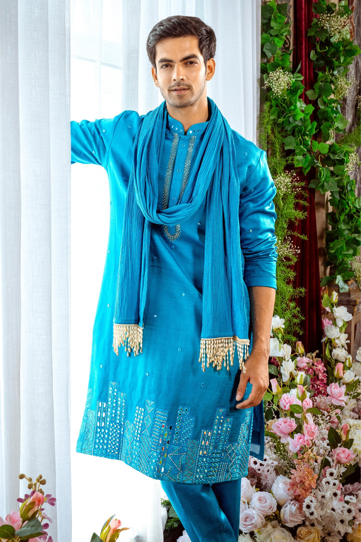 Midnight Skyline Turquoise Kurta Set
