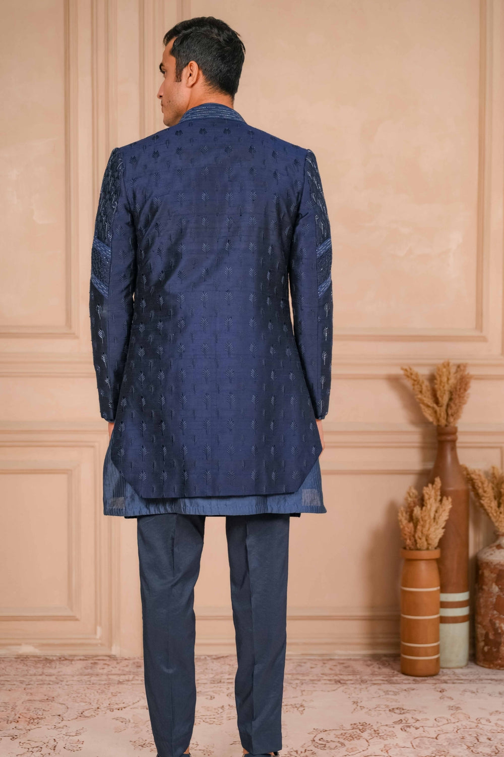 Navy Blue Indo-Western And Kurta Set