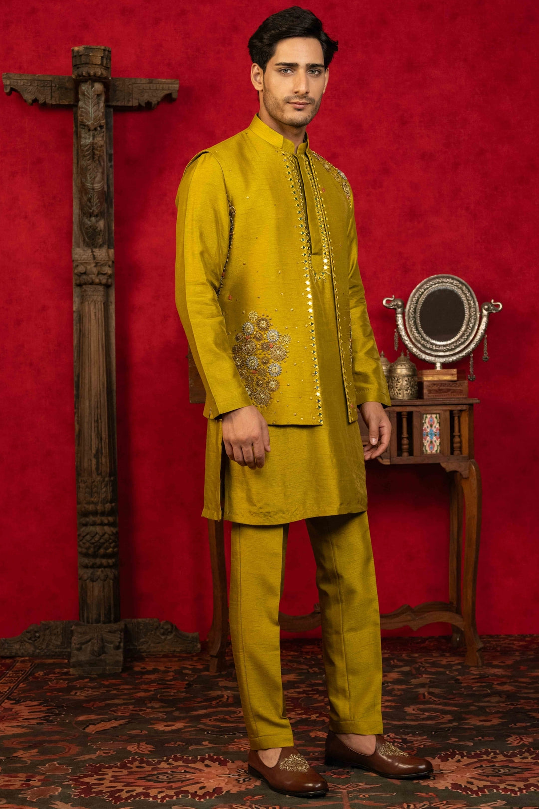 Olive Green Koti-Kurta Set – Image 5