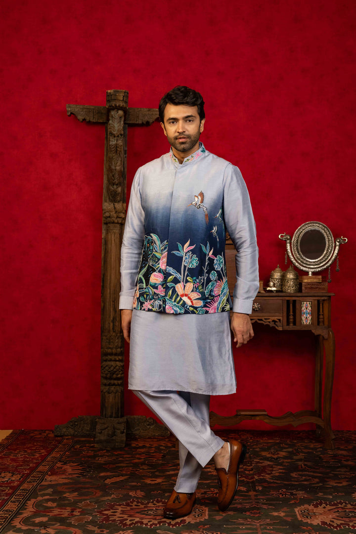Ombre Aari Embroidered Jacket Set with sequin  embroidery