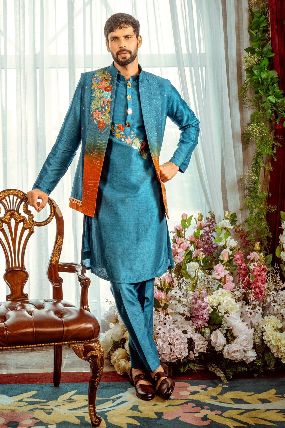 Ombre Bloom Kurta Koti Set