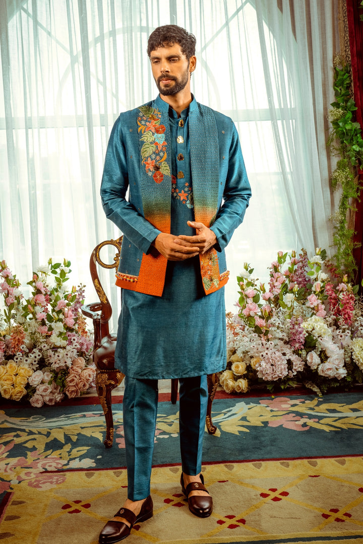 Ombre Bloom Kurta Koti Set